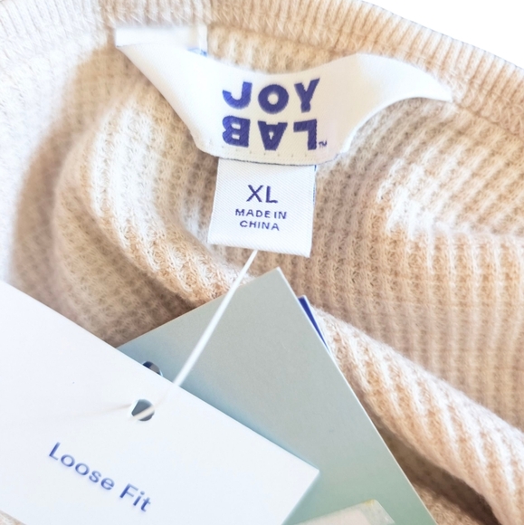 NWT Joy Lab Cream Waffle Knit Thumbhole Top XL - Picture 6 of 13